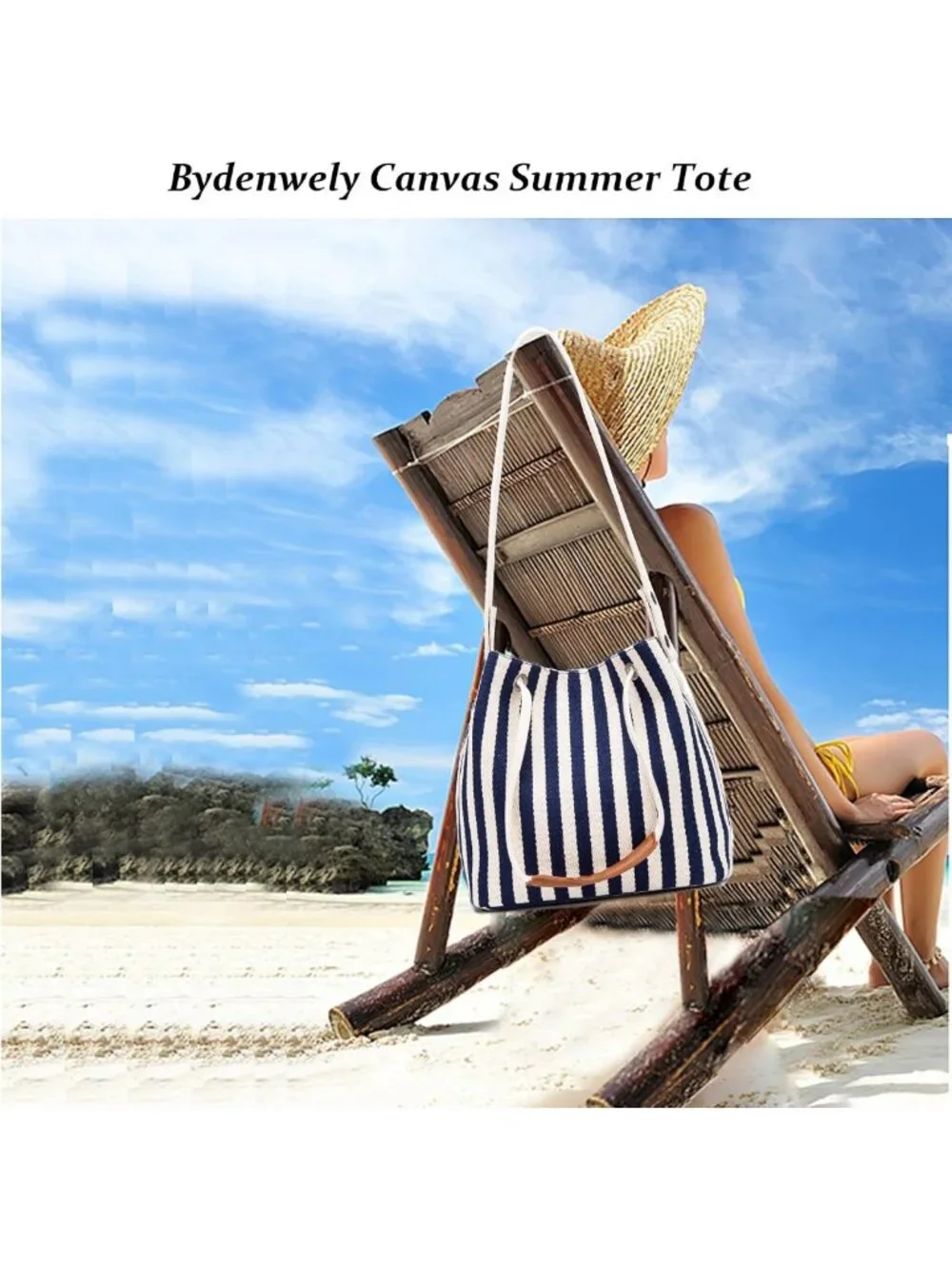 Stylish Striped Canvas Tote Bag with Adjustable Strap | Perfect for Beach